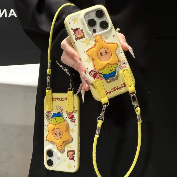 气囊星星人支架挂绳适用iPhone17苹果16手机壳华为vivoppo小米15