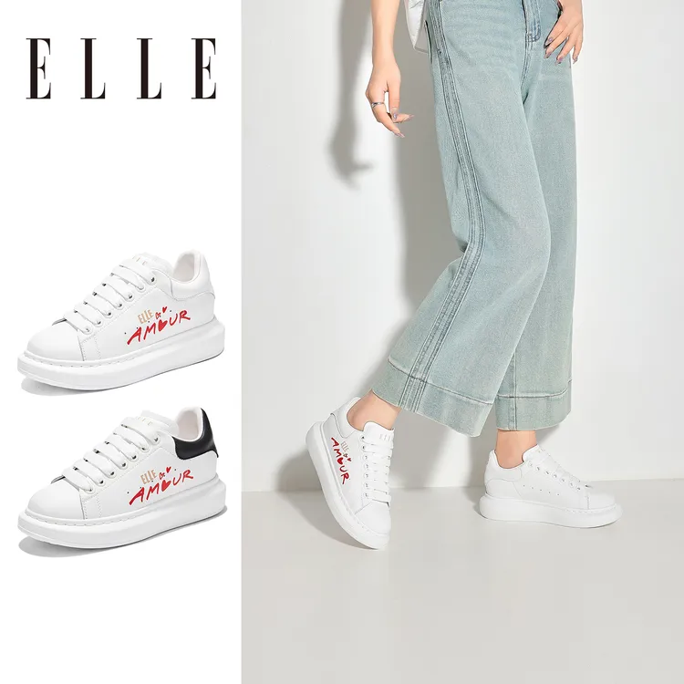 ELLE厚底小白鞋女2025新款秋季大码女鞋软底不累脚板鞋休闲运动鞋