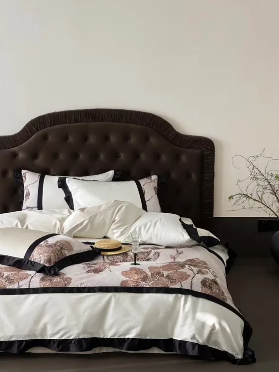 【素锦花影】法式浪漫花边款100支长绒棉印花纯棉柔软新款四件套