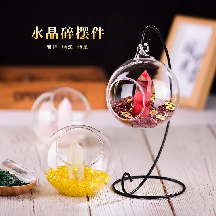天然白水晶碎石消磁碗摆件手链消磁石原石净化容器收纳盒玻璃盒子