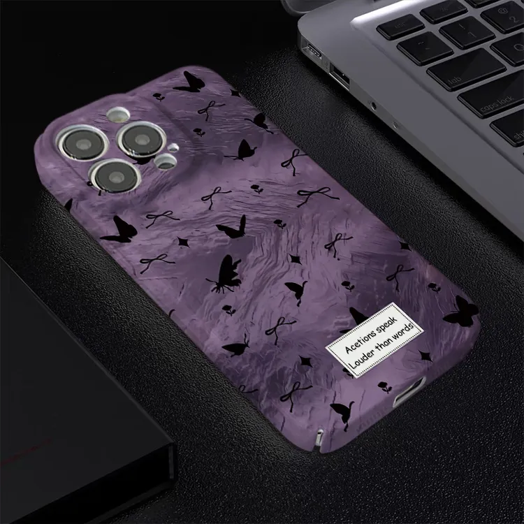 奥菲顿紫色晕染蝴蝶适用iphone16/15手机壳华为vivo小米oppo硬壳