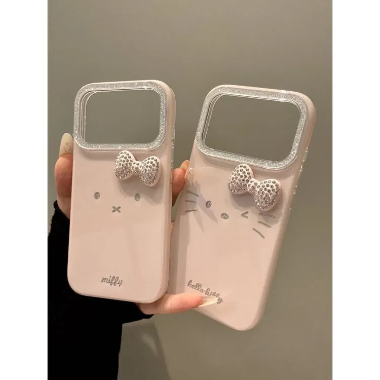 甜系少女粉闪粉米菲兔猫咪表情适用iphone17promax苹果16手机壳15