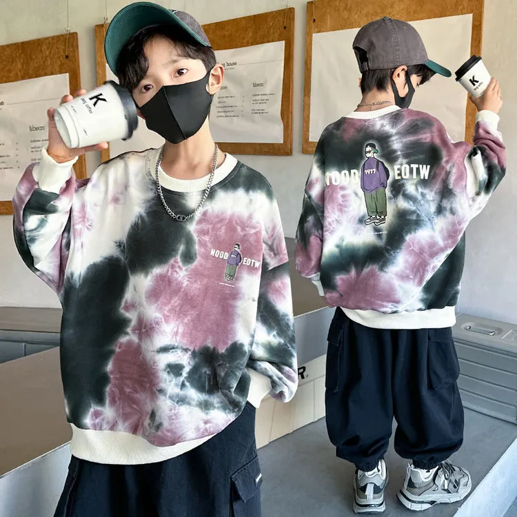 儿童帅气炸街秋季卫衣男童新款卡通潮酷迷彩上衣春秋季中大童长袖