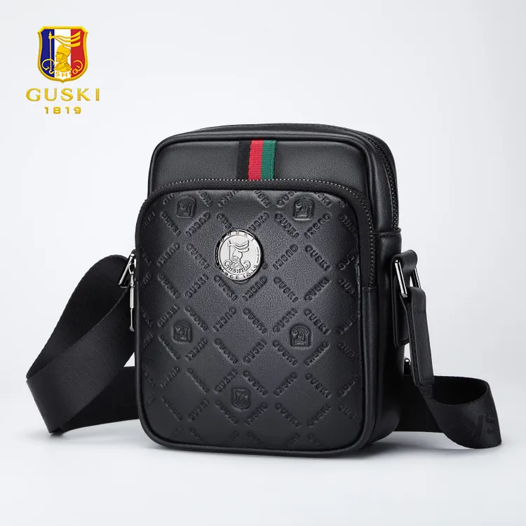 法国古士旗男士单肩包2025新款真皮手机包多功能休闲商务斜挎小包