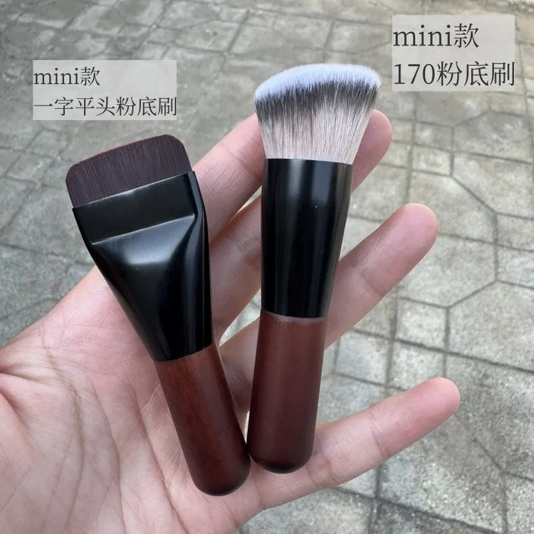 mini平头粉底刷•170粉底刷•羊毛腮红刷!迷你实木手柄化妆师化妆刷