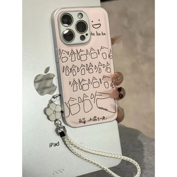 笑脸哈哈适用苹果17pro手机壳16pm金属皮纹防摔华为p80荣耀小米15
