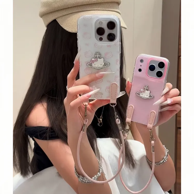雅天立闪钻KT西太后挂绳适用苹果17/16手机壳15华为vivo小米oppo