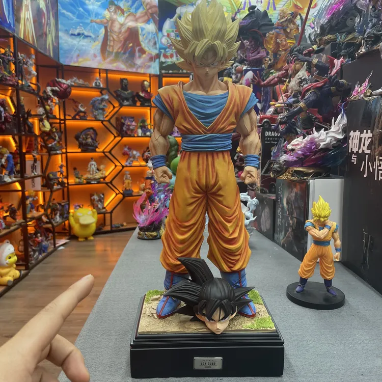 z悟空第一次变赛亚人形态+正常形头态底座保丽龙包装高约34cm