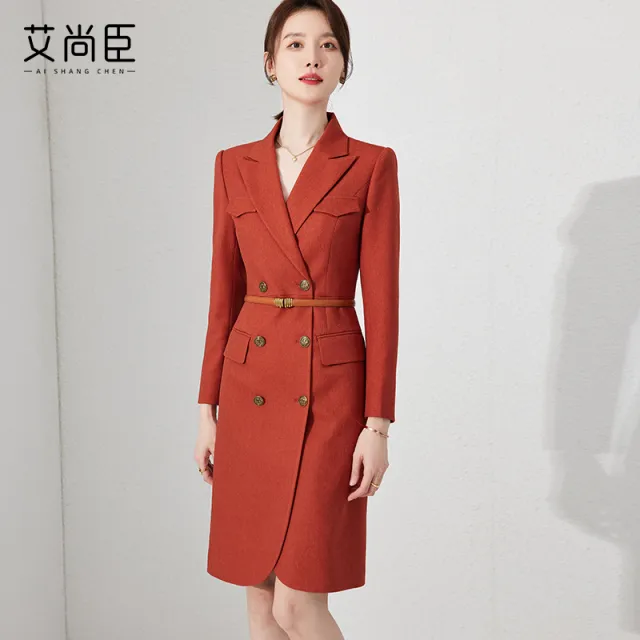 艾尚臣春秋西装连衣裙女灰色高级感正式场合职业套裙气质通勤正装