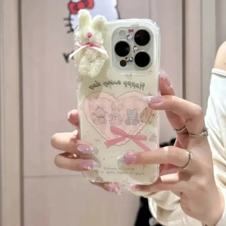 油画爱心兔子适用苹果13手机壳软iphone17pro/11小米vivo华为oppo