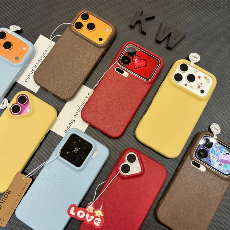 秋冬高颜值皮纹适用苹果16/17手机壳iPhone15小米14vivoppo华为潮