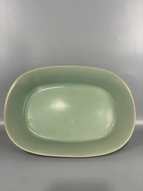 手工制作陶瓷摆件碟子绿色青瓷