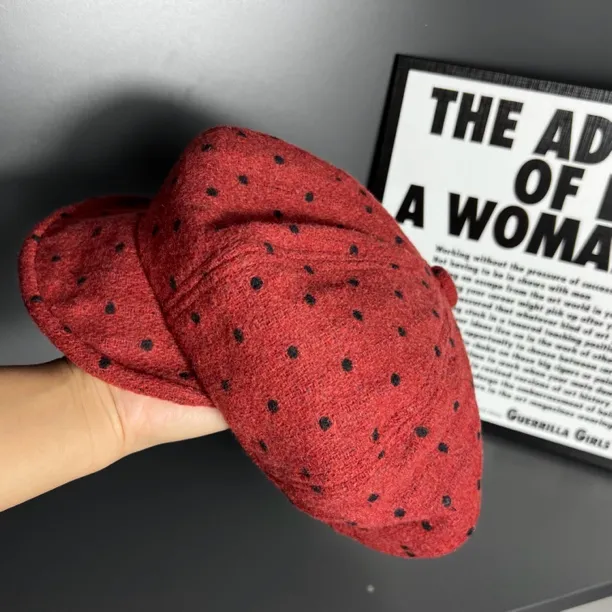 【九儿新品】云朵帽波点八角帽贝雷帽修饰脸型显脸小