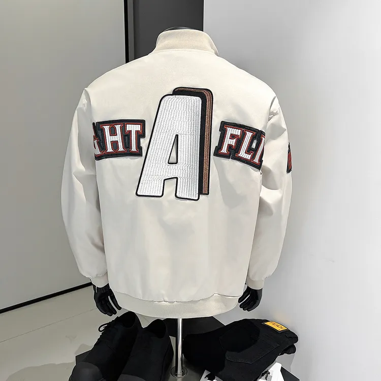 2025潮牌美式贴标刺绣夹克外套男春秋季新宽松时尚棒球服夹克外套
