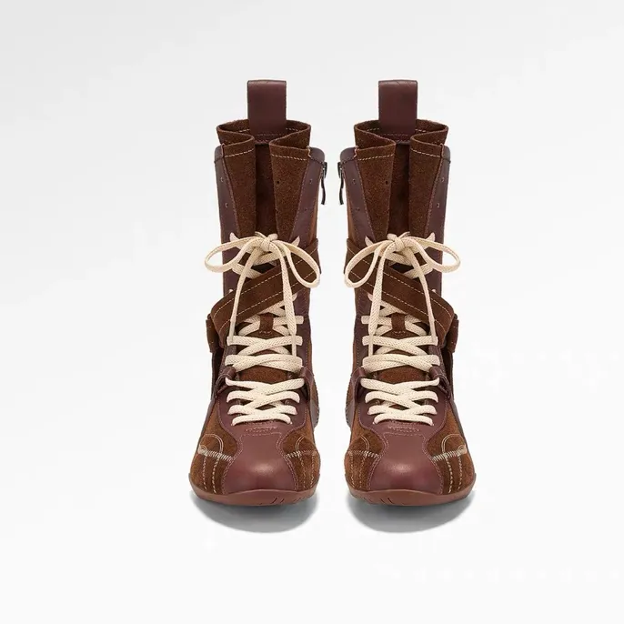 【拳击天使】GGCC2025年冬季新款复古高帮拳击靴女机车靴子短靴子