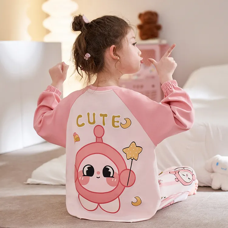 春秋季女童睡衣纯棉儿童长袖宝宝薄款女孩中大童卡通秋冬女宝洋气