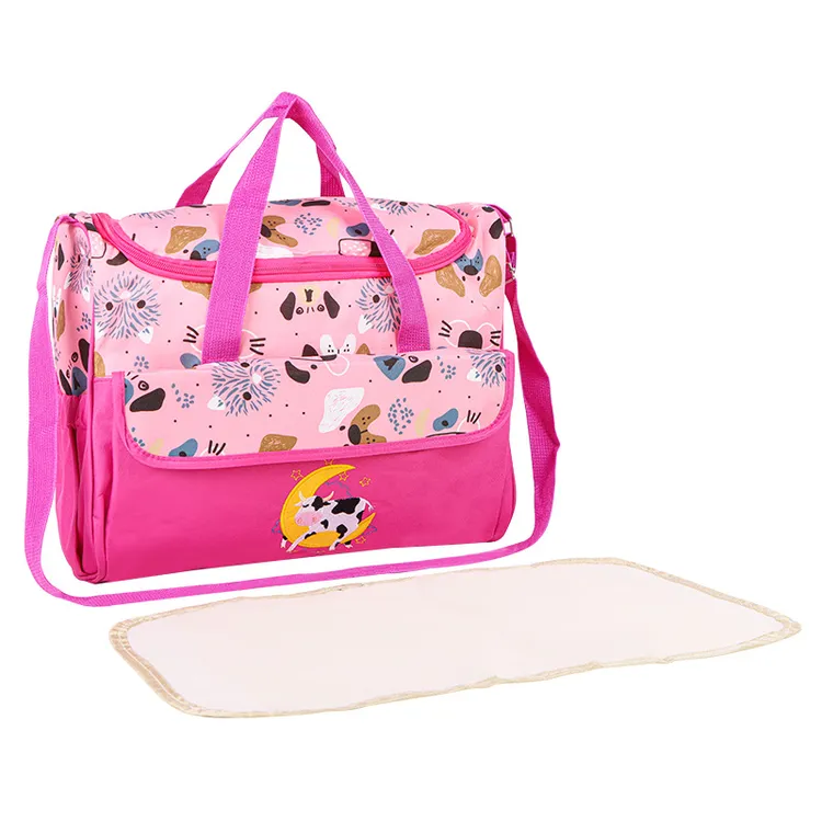 南美热销Dog卡通时尚小狗印花单肩妈咪包多功能大容量斜跨妈妈包