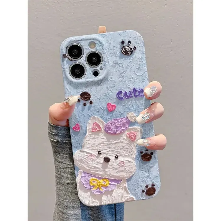 油画西高地新款适用苹果16菲林手机壳华为vivo小米15防摔oppo硬壳