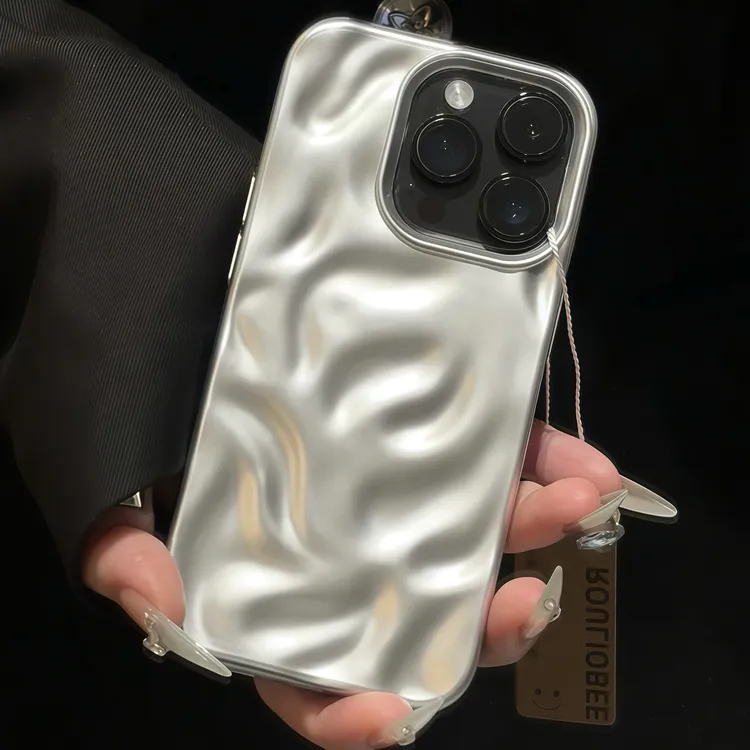 ins电镀波浪褶皱壳适用苹果16promax手机壳iPhone15高级14/13套12