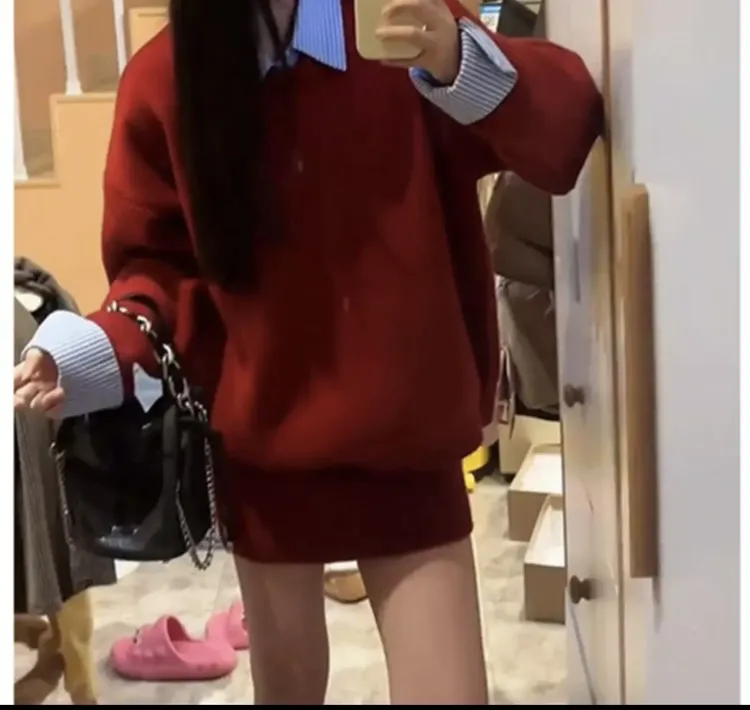 秋冬新款两件毛衣搭配包臀半身裙女装穿搭