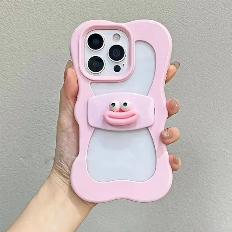 适用iPhone16promax趣味腊肠嘴蝴蝶结支架壳小众苹果15/14Pro创意