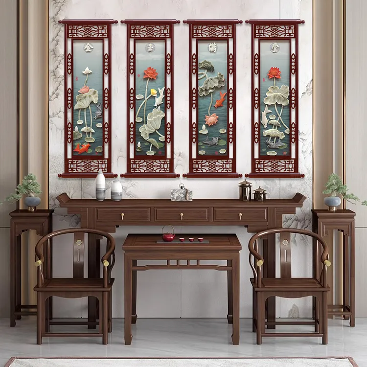 单幅尺寸102*45厘米新中式金玉满堂客厅沙发背景墙装饰画玉石挂画