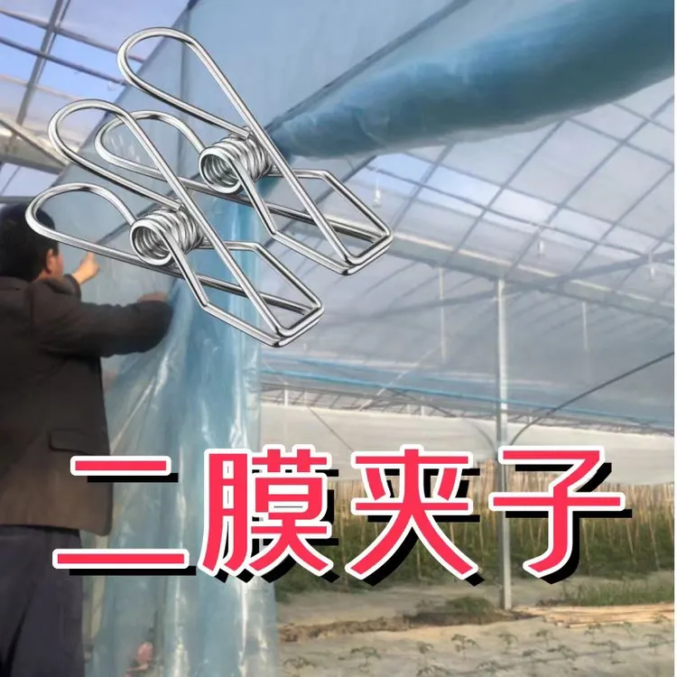不锈钢二膜夹子多用途塑料薄膜固定夹内膜夹农用温室大棚防风线夹
