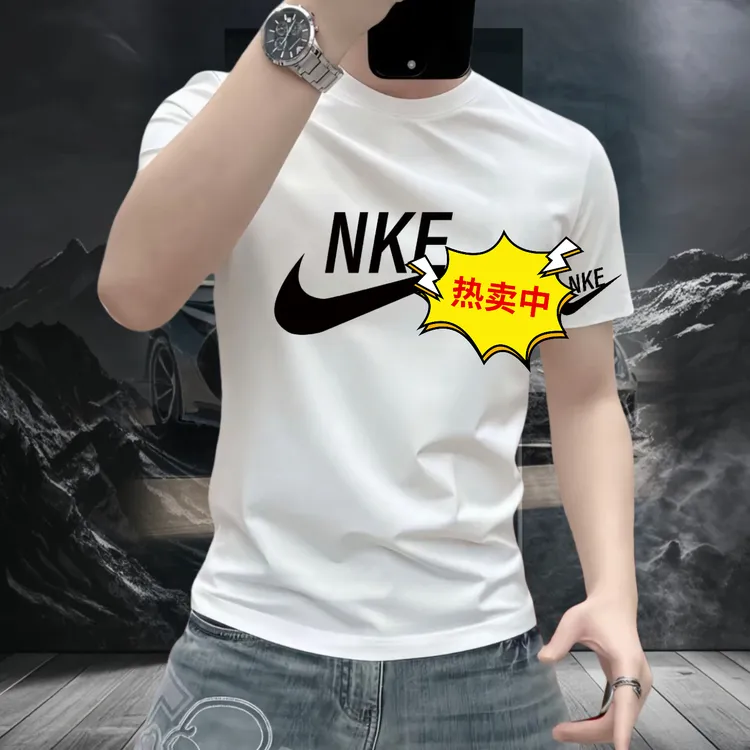 男士夏季索罗纳凉感短袖新款潮牌冰丝上衣圆领半袖修身透气T恤