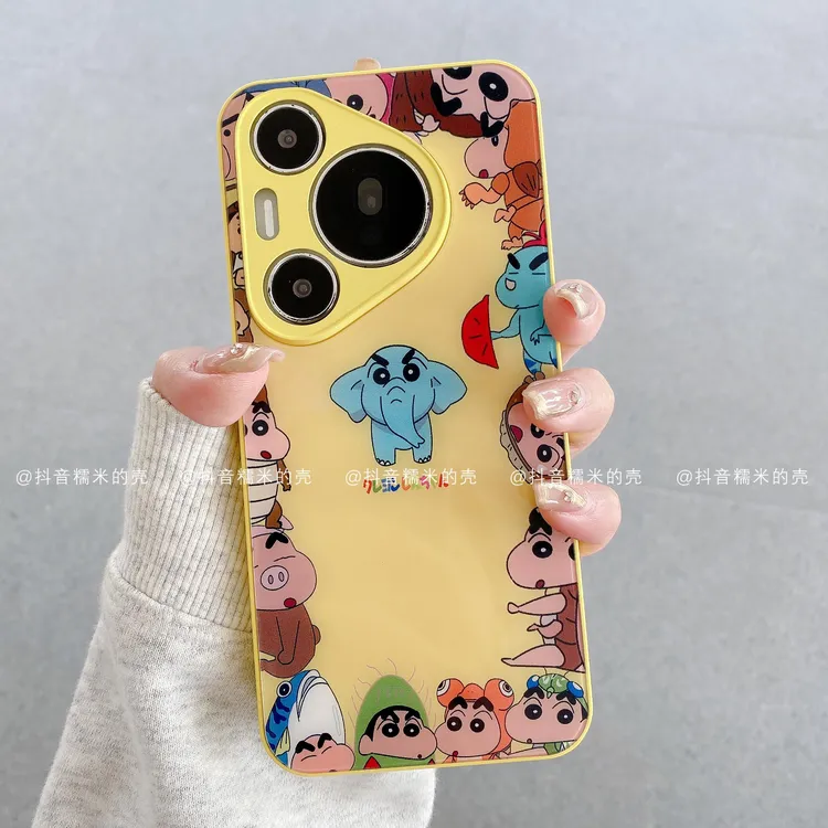 （华为p系列）肤感玻璃适用华为p70pro/70/60/50手机壳变装小新可爱