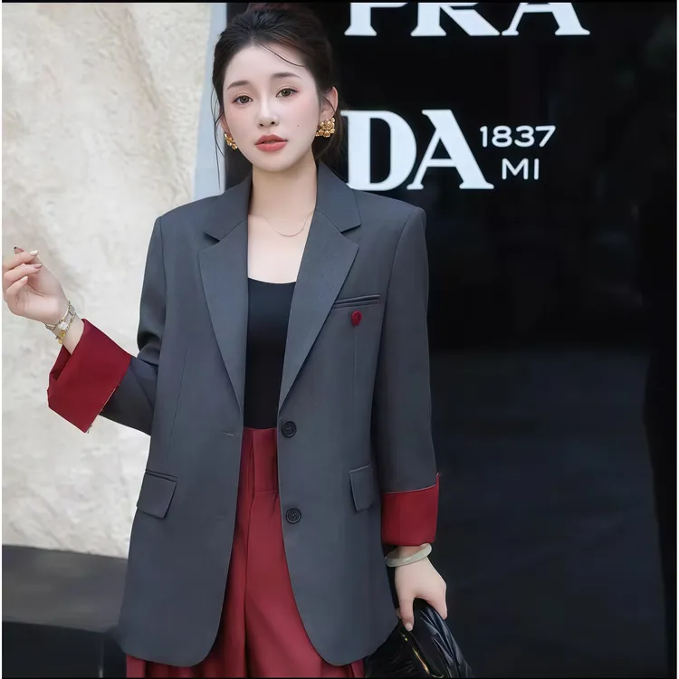 拼接廓形常规网红秋季女小西装经典摩登休闲西装气质