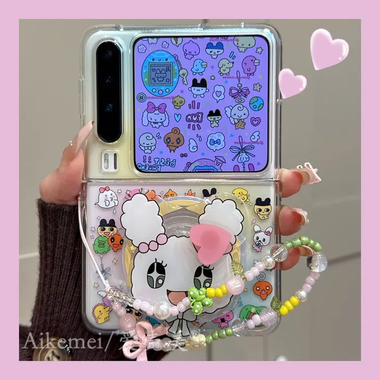 适用华为PuraX折叠屏手机壳pocket2彩色拓麻歌子novaFlip磁吸支架