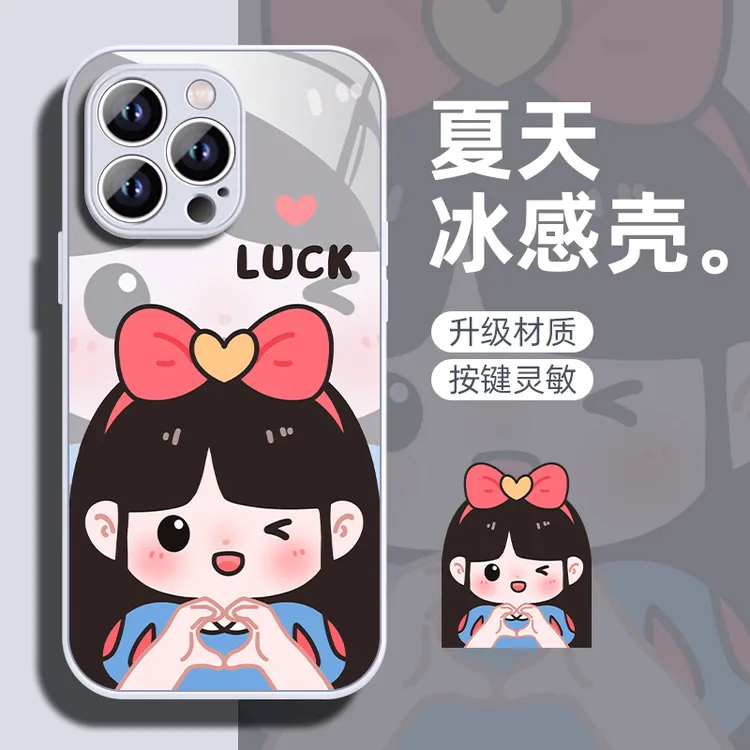 luck小公主银适用苹果16/华为P70/vivo/oppo金属漆玻璃防摔手机壳