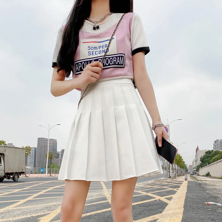 裙子短裙百褶裙白色半身裙高腰百搭夏季学生女款2025新款少女群