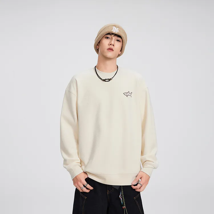 美式复古长袖卫衣男款春秋季新款设计感小众潮牌刺绣圆领情侣T恤