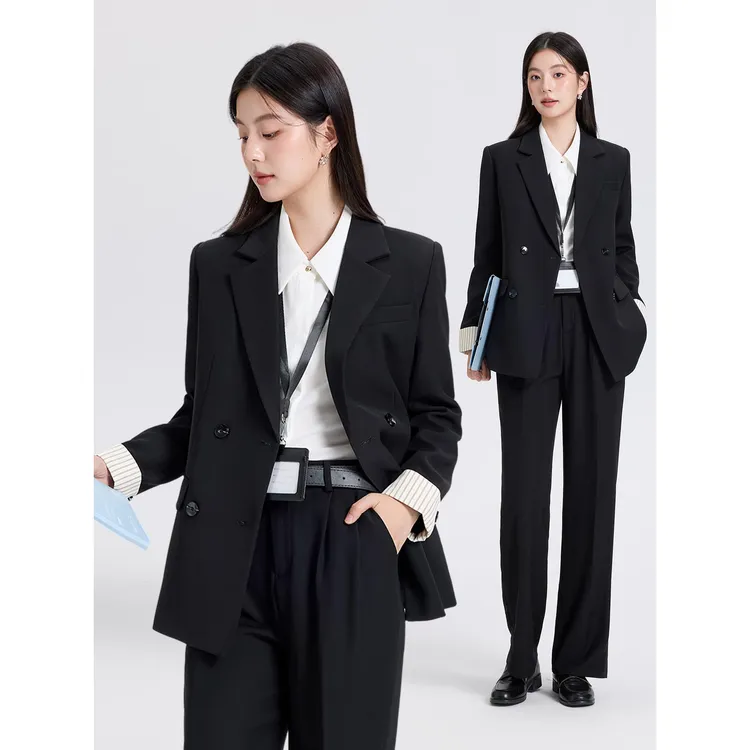 黑色西装外套女2025新款春秋大学生公考面试正装职场职业西服套装