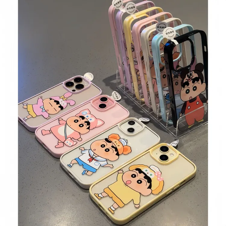 欧克里里可爱小新套装软边亚克力适用苹果16/15promax手机壳14/13