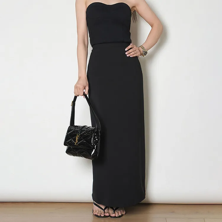 黑色西装高腰显瘦大码半身裙女冬季款梨形身材垂感百搭宽松直筒裙