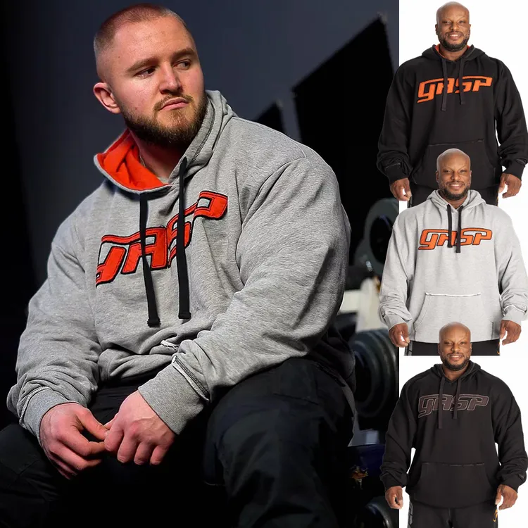 原版 盖世 撞色绣花套头卫衣新款健身健美训练刺绣宽松卫衣套头衫