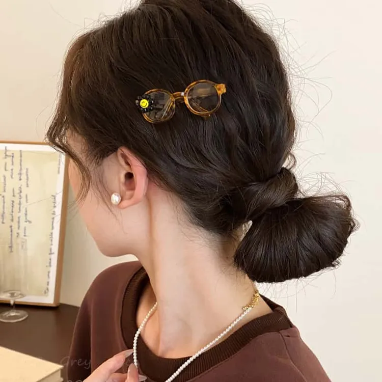 笑脸眼镜!设计感发夹女侧边夹子2025新款发卡发饰前额碎发刘海夹
