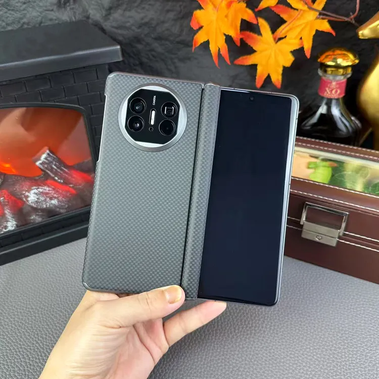 适用华为Matex5手机壳新款碳纤维纹双中轴保护壳x6商务简约x5全包