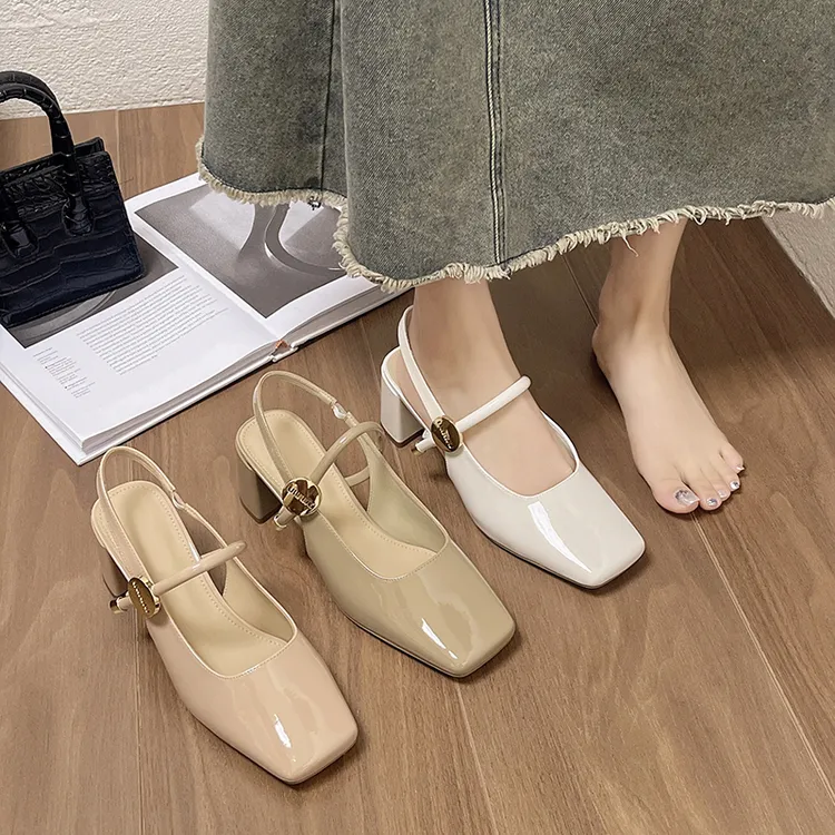 法式气质高跟鞋包头凉鞋女鞋子2024年新款夏季方头百搭玛丽珍单鞋