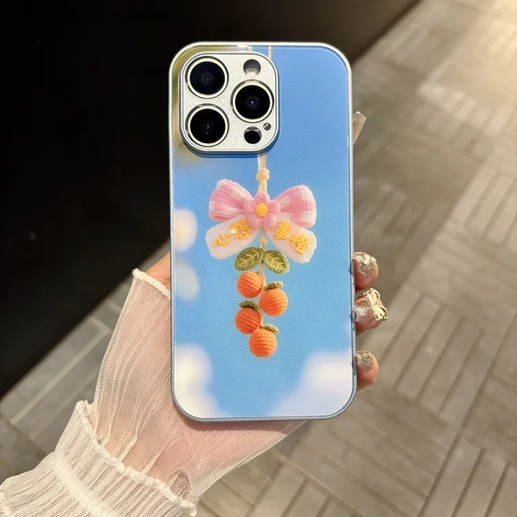 苹果/华为/oppo/vivo/小米 心想事橙适用iPhone16肤感玻璃手机壳