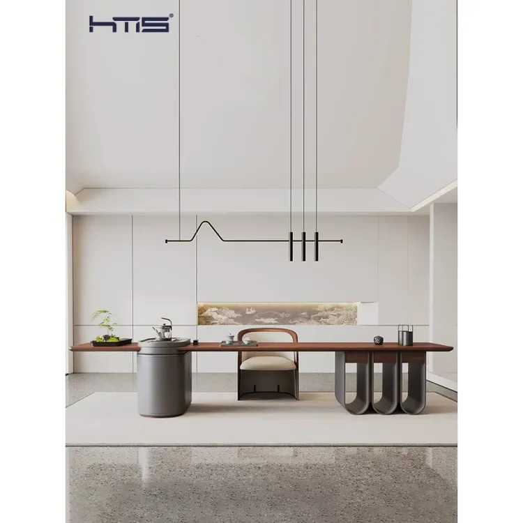 HMS汉玛思实木茶台现代轻奢三和茶台椅组合干湿结合家用商用一体