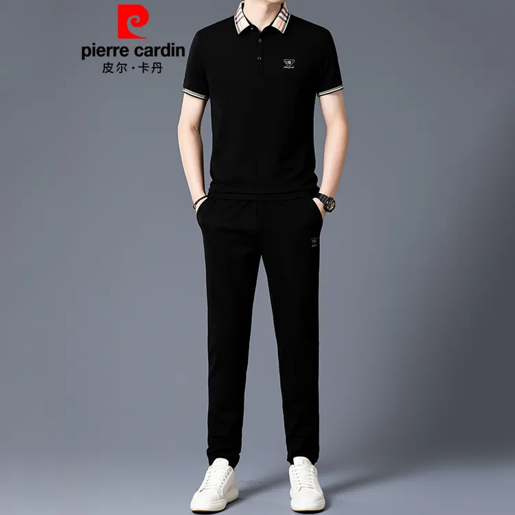 皮尔卡丹正品高档男士休闲运动套装夏季新款短袖Polo衫长裤套装潮