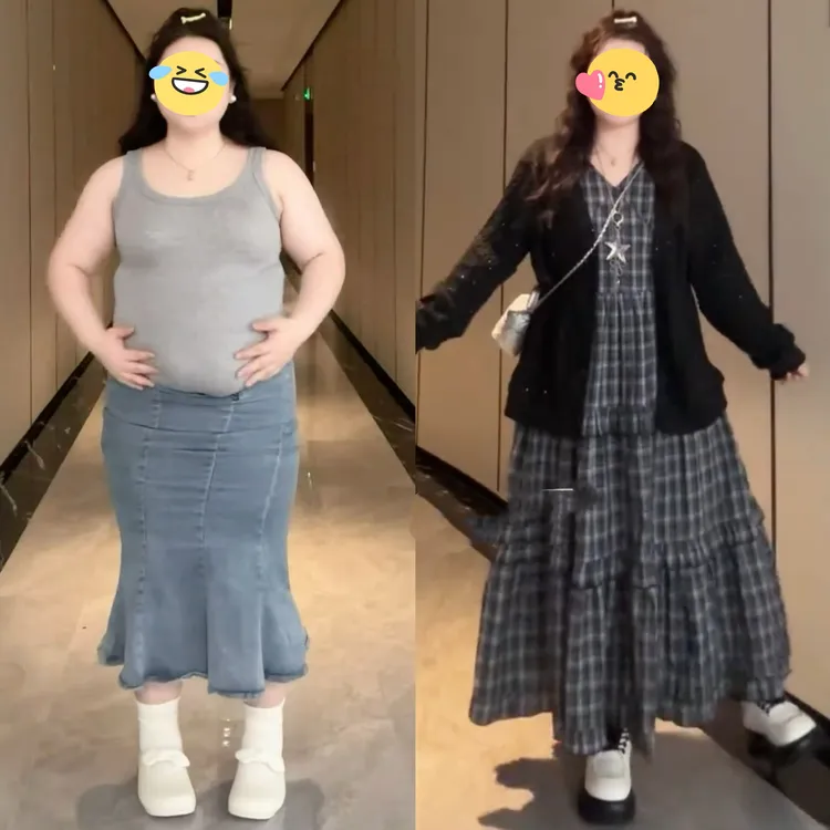 大码韩系学院风套装女秋冬胖mm毛衣开衫+收腰显瘦吊带连衣裙套装