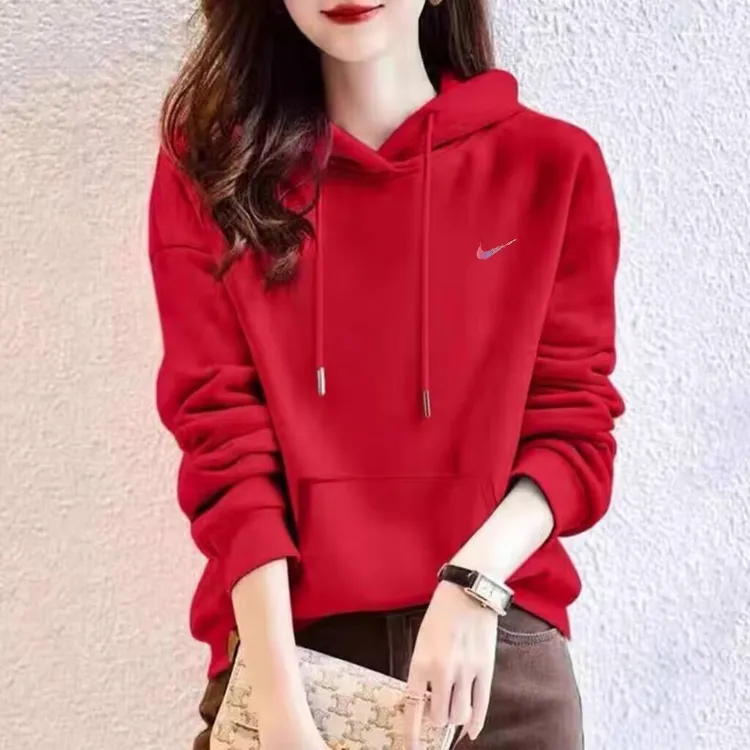 奥特莱斯官方正品秋季中国红大红色连帽卫衣男女长袖上衣宽松休闲