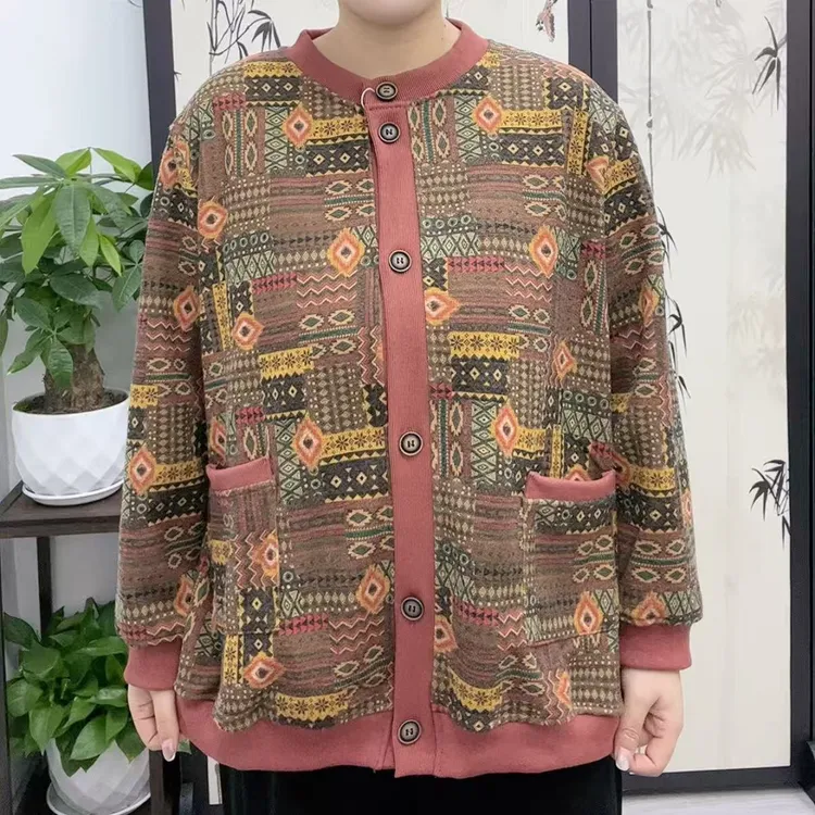 8050复古几何印花针织百搭开衫