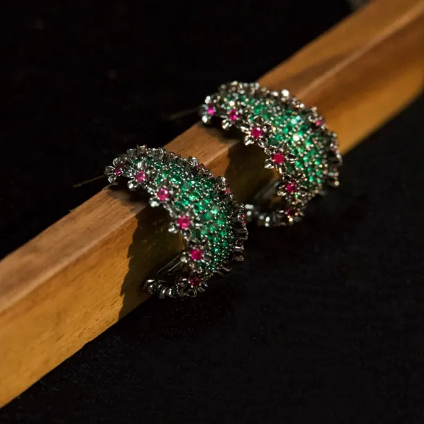 铜合金耳饰 A460 小众时尚设计感彩色C形耳圈精致轻奢百搭耳环女