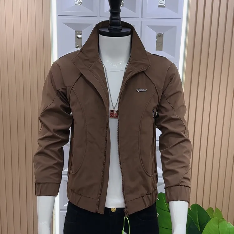 春秋新款轻奢简约高级时尚潮男立领夹克外套韩版百搭帅气青年外套