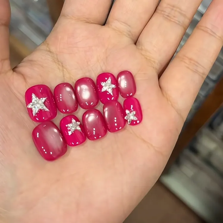 黛瑞森【冰梅】纯手工穿戴甲玻璃珠猫眼y2k辣妹美甲星光碎钻甲片
